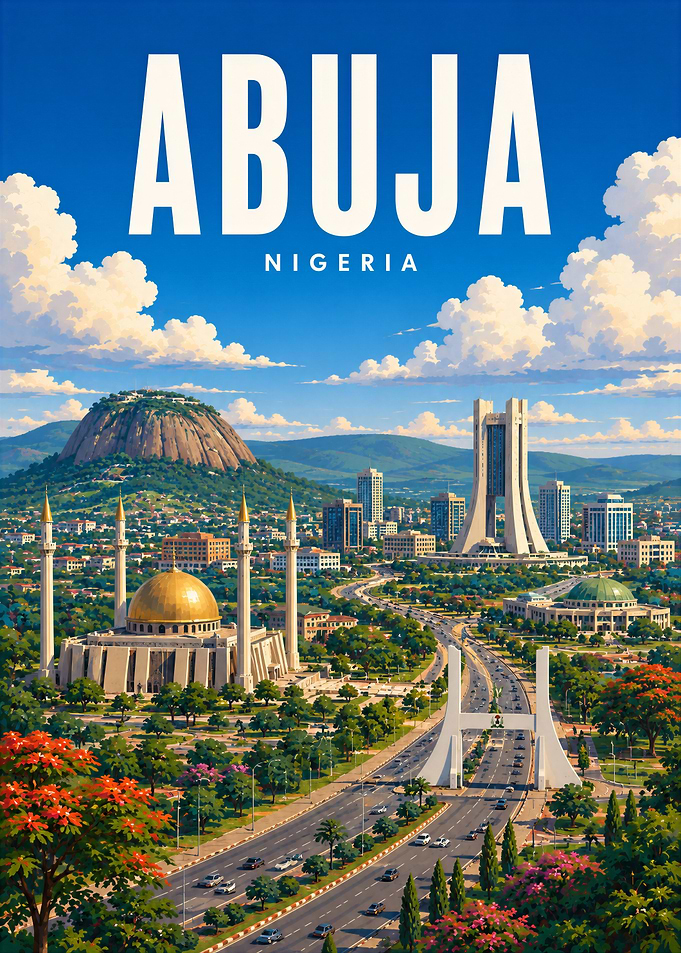 Abuja Nigeria Cityscape Travel Poster