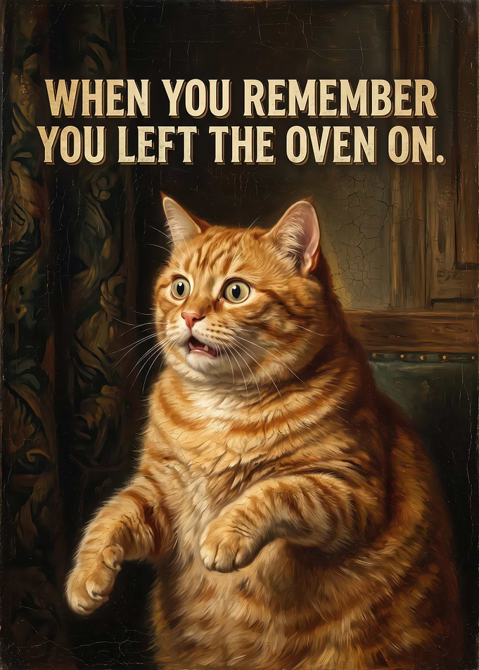 Funny Shocked Cat Painting