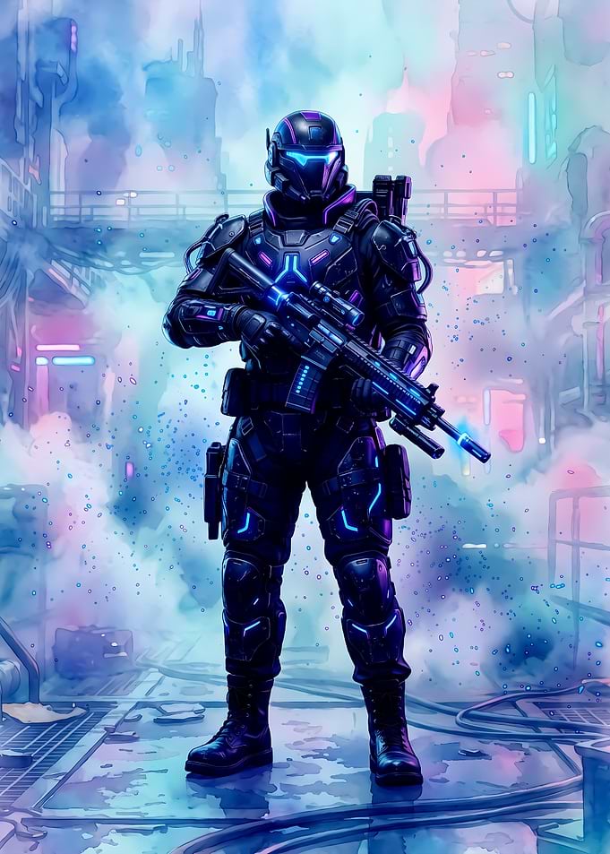 Soldier in Neon Mist