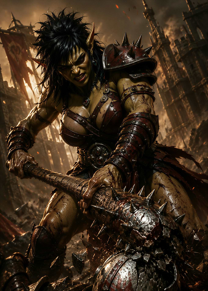 Fierce Orc Warrior with Spiked Mace