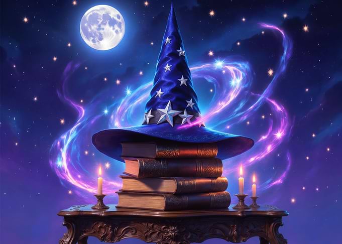Magical Wizard Hat on Spellbooks