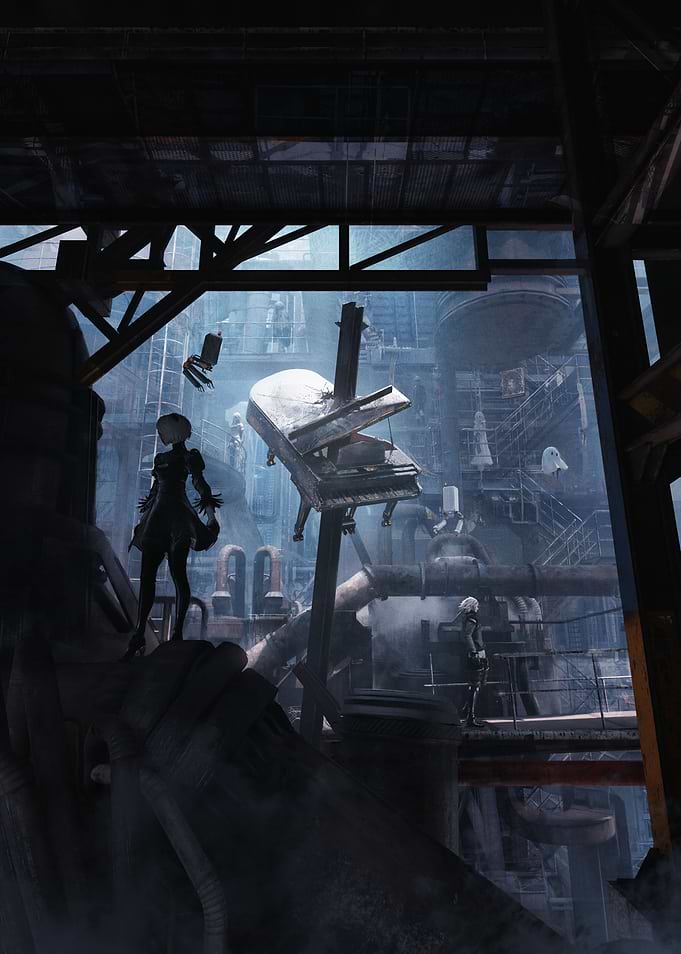 NieR:Automata 2B and 9S in Ruins