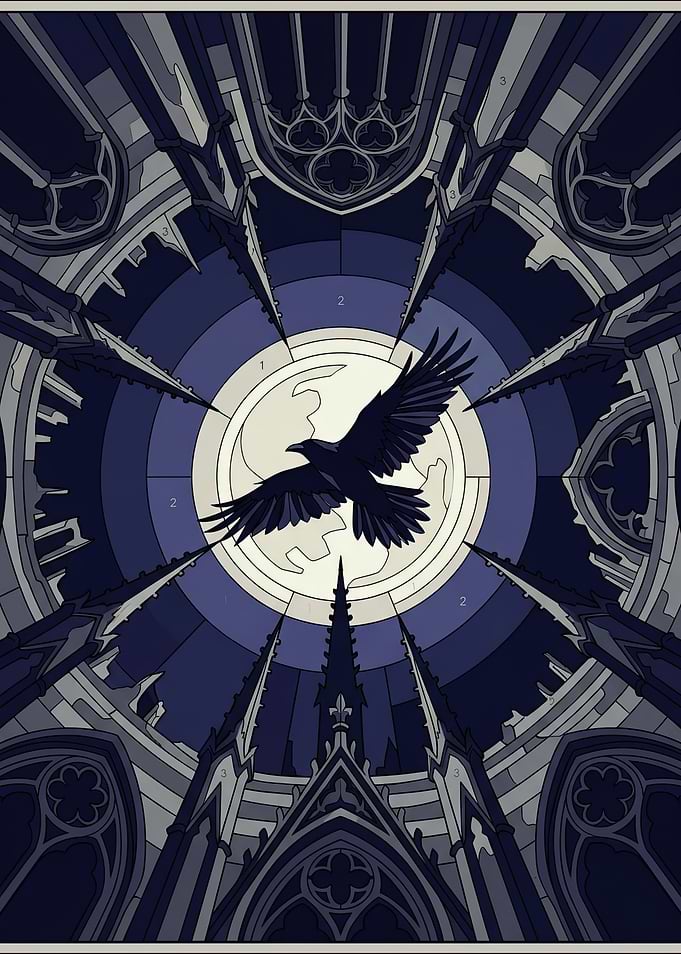 Gothic Raven Stained Glass Art