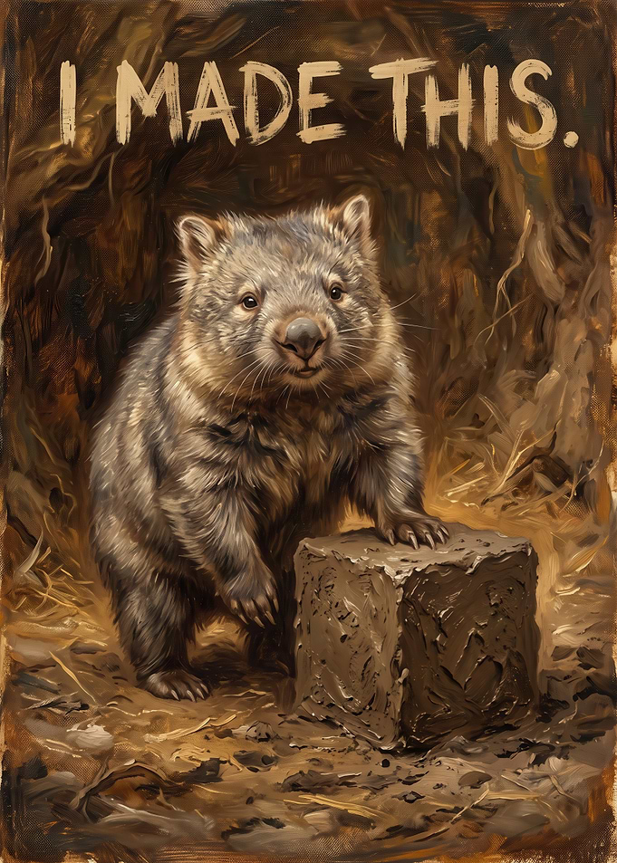 Wombat Proudly Displaying Cube Poop