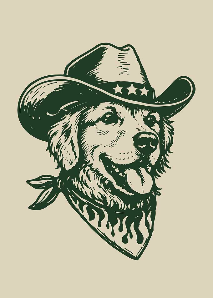 Golden Retriever Cowboy Western Outlaw Dog