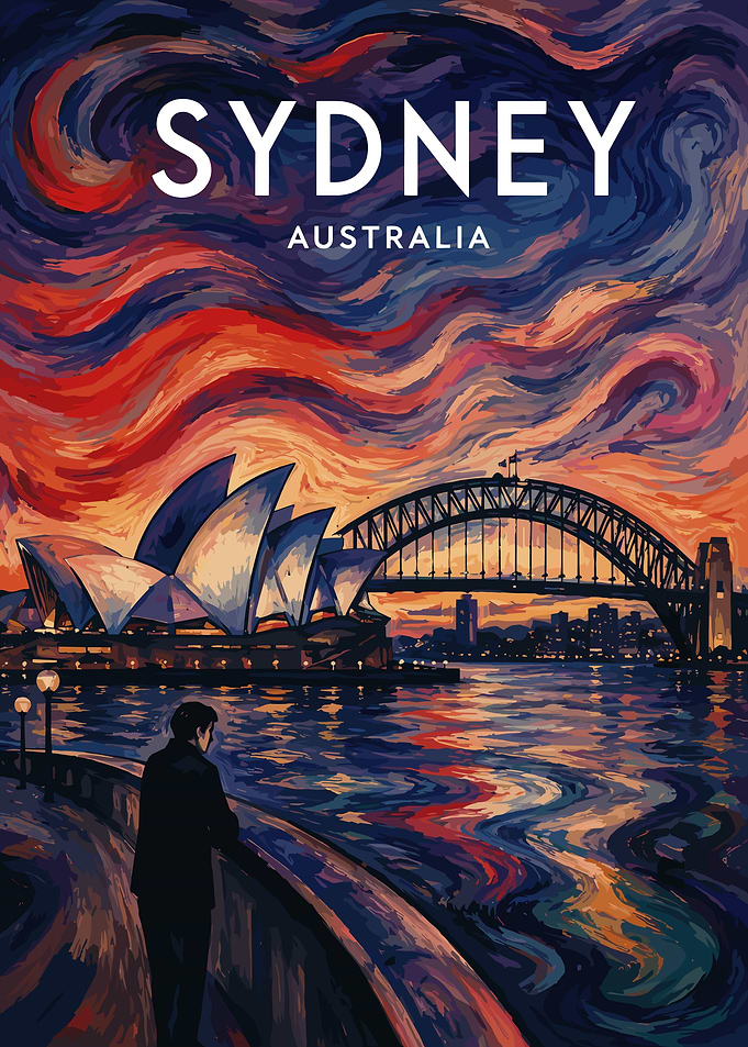 Sydney Australia Impressionist Travel Poster