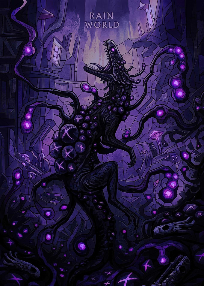 Rain World Creature Stained Glass Illustration