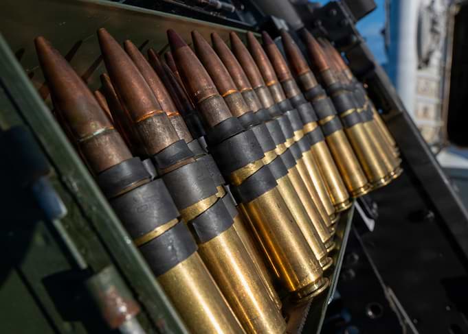 Close-up of Linked Machine Gun Ammunition