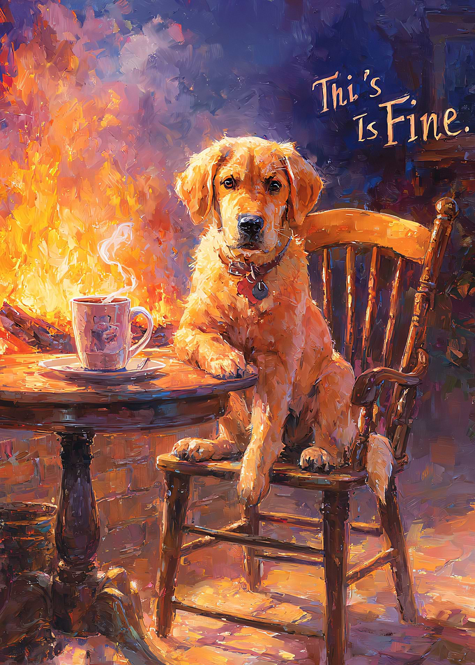 This Is Fine Golden Retriever Painting