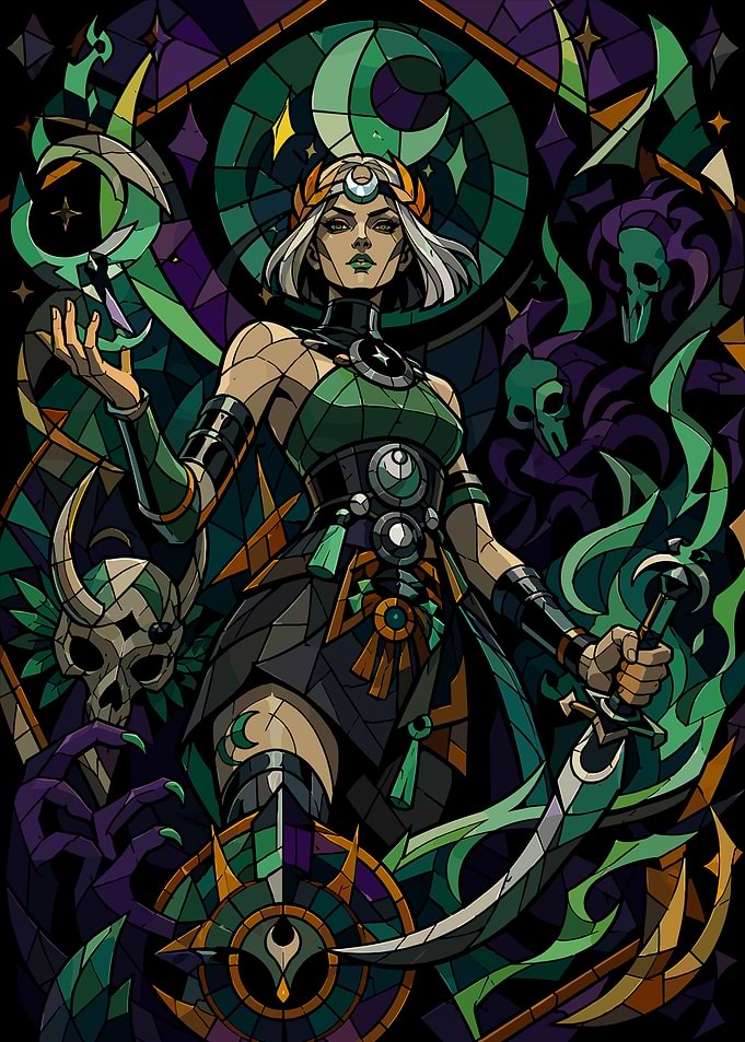 Hades Selene Stained Glass Art