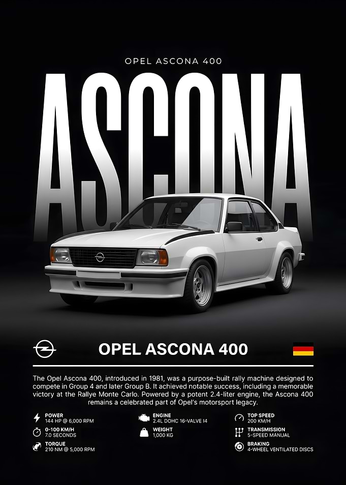 Opel Ascona 400 Rally Car Poster