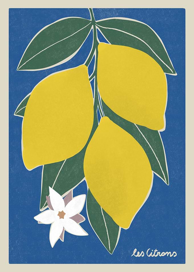 Minimalist Lemon Fruit Art Print
