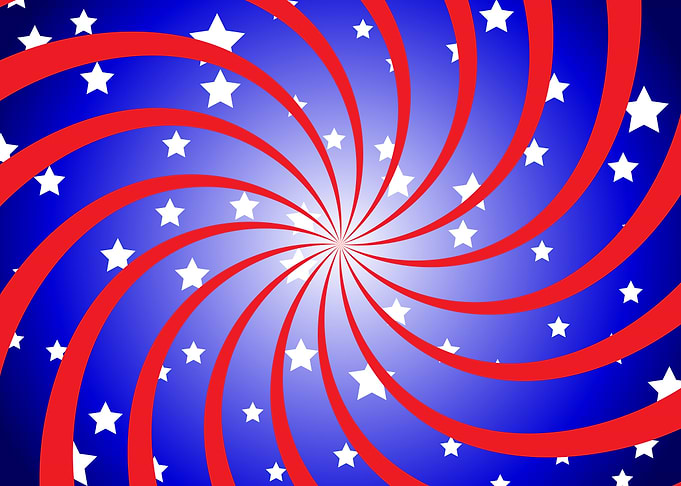Patriotic Red White and Blue Swirl