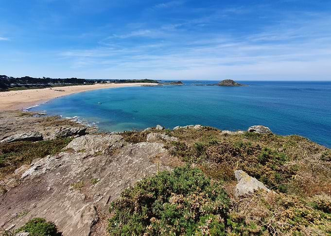 Scenic Coastal View of Beach of Cancale Saint Malo