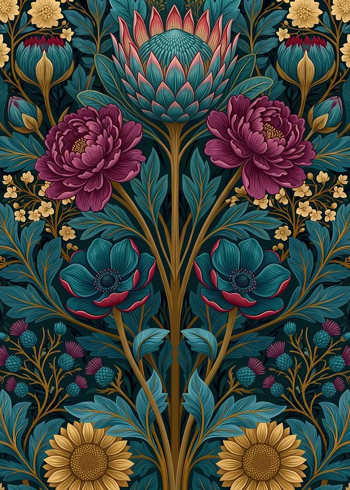 William Morris Style Floral Pattern