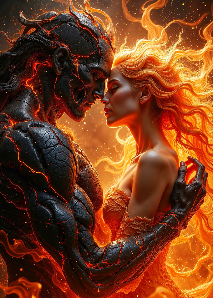 Fire Elemental and Goddess Embrace