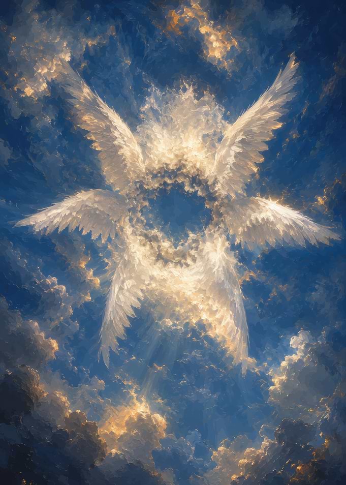 Biblically Accurate Angel in Clouds