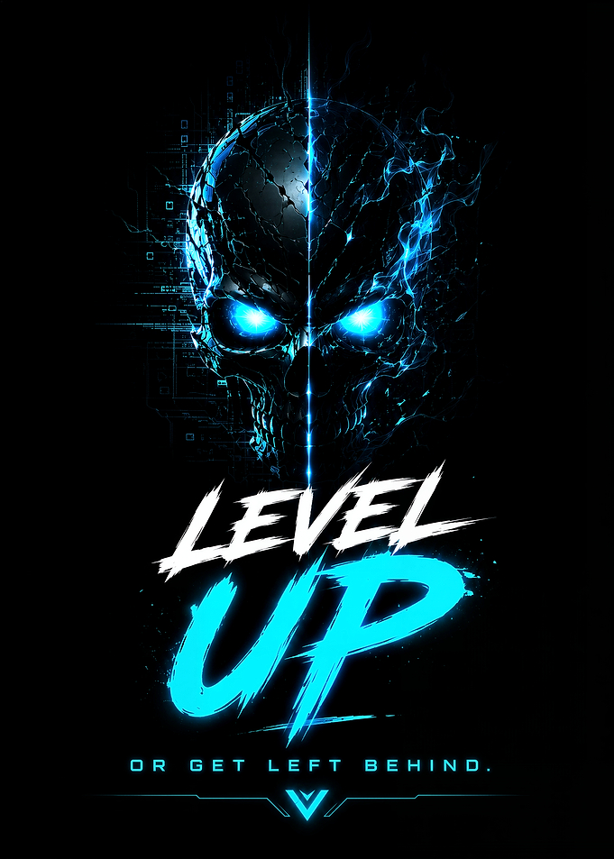 Level Up Gaming Skull Poster