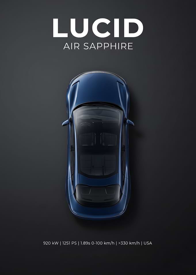 Lucid Air Sapphire Top View Poster