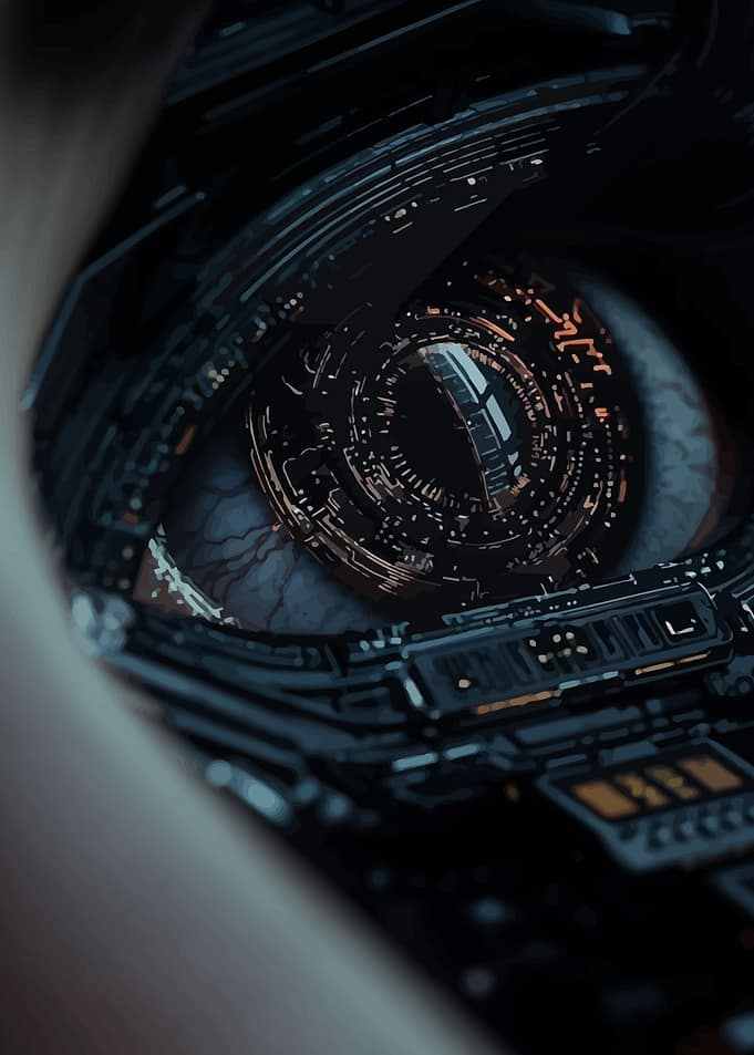 Cybernetic Human Eye Close-up