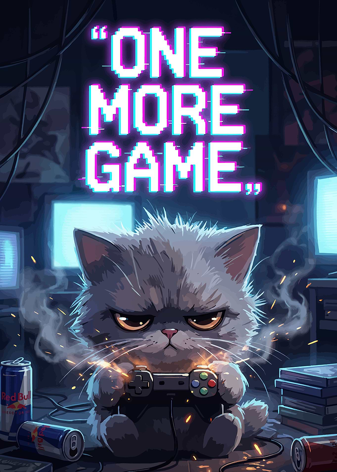 One More Game Gaming Cat