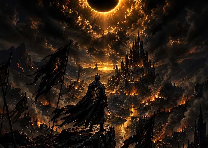 King Watching Over Burning Kingdom