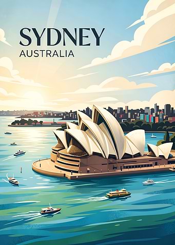 Sydney Australia Opera House Harbor Travel Poster