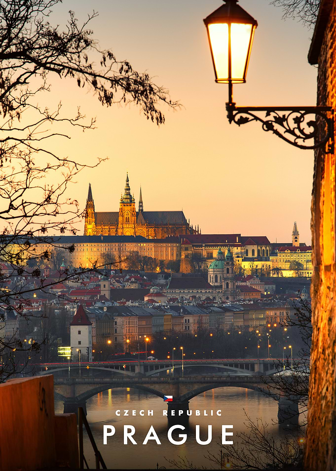 Prague Sunset Cityscape Poster