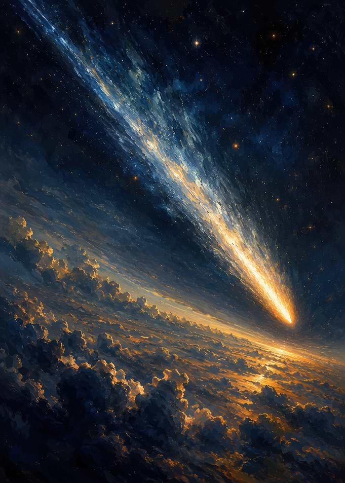 Comet Streaking Across Night Sky