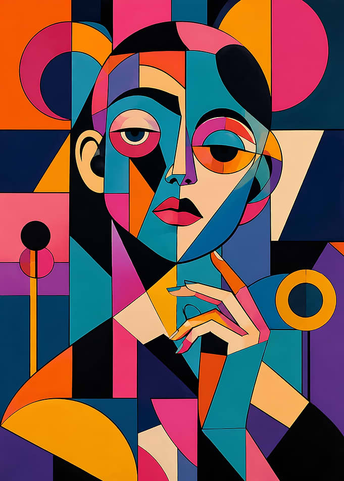 Abstract Geometric Portrait of a Woman