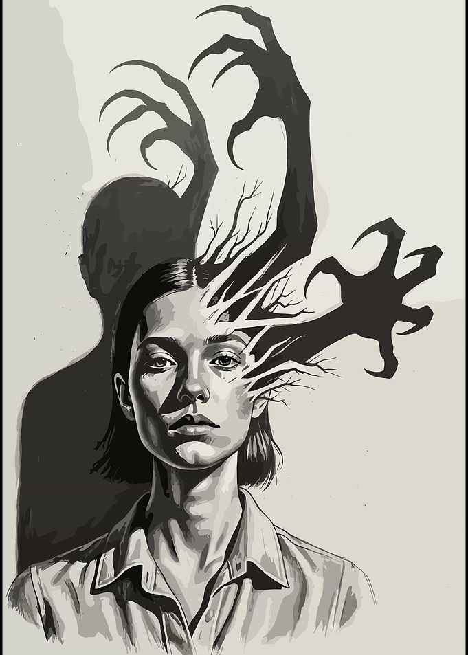 Surreal Portrait of Internal Struggle