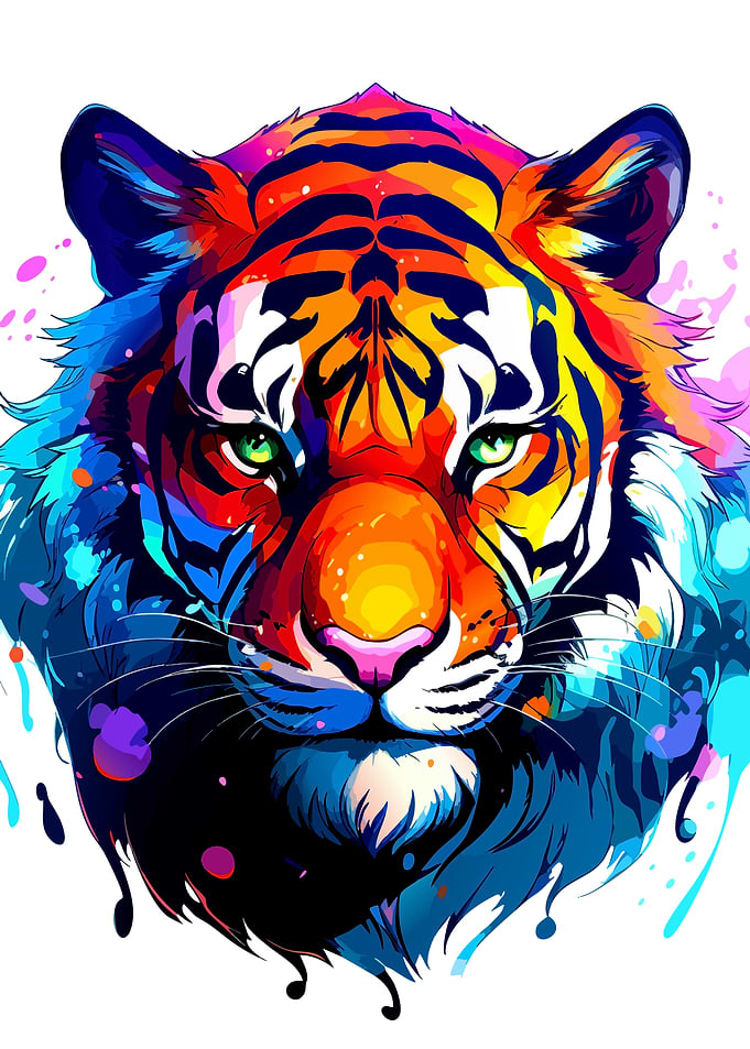 Colorful Abstract Tiger Portrait