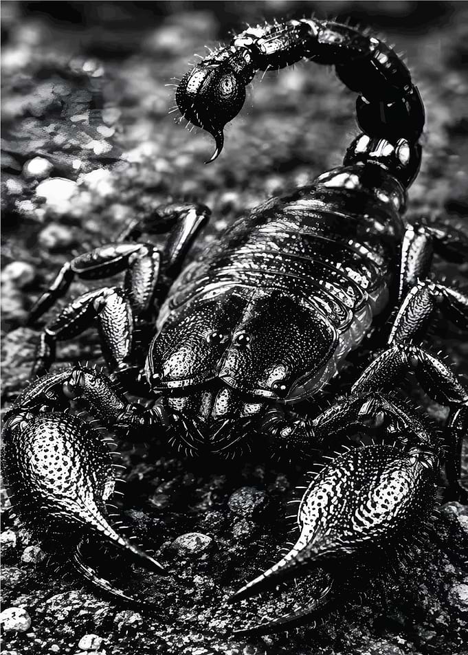 Detailed Black and White Scorpion