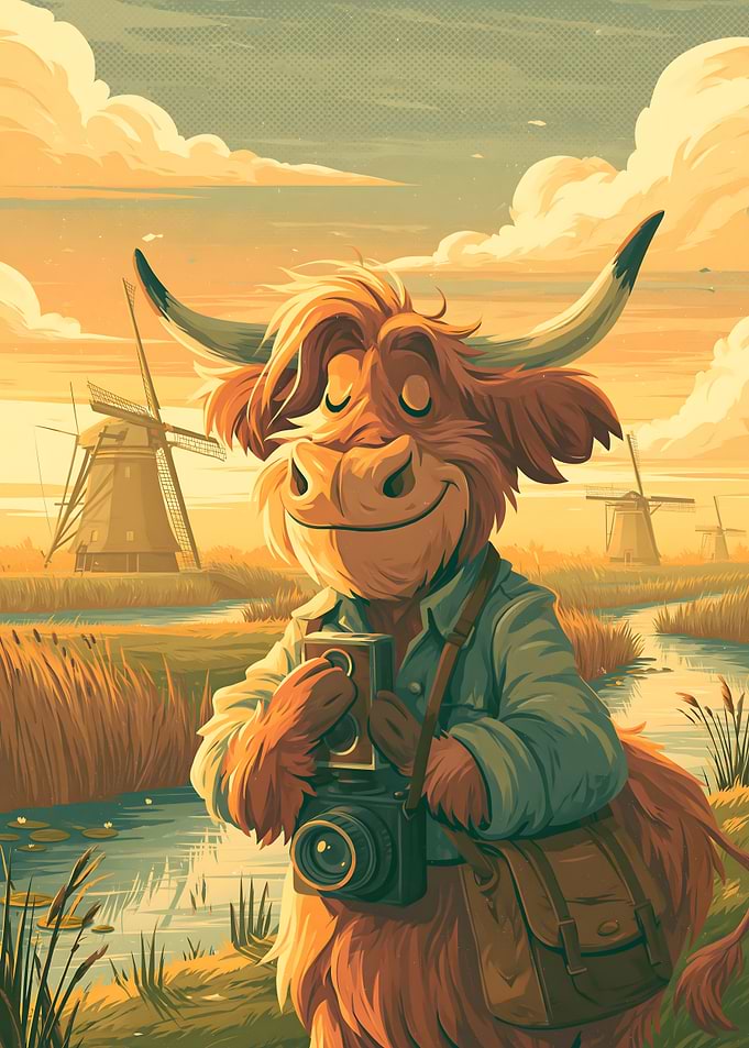 Highland Cow Photographer in Dutch Landscape