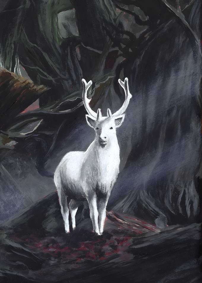 White Stag in Dark Forest