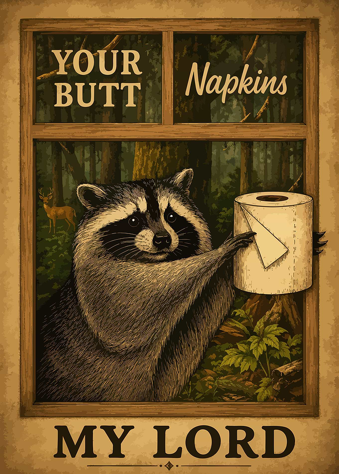 Funny Raccoon Toilet Paper Poster