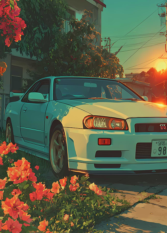 Nissan Skyline GT-R R34 at Sunset