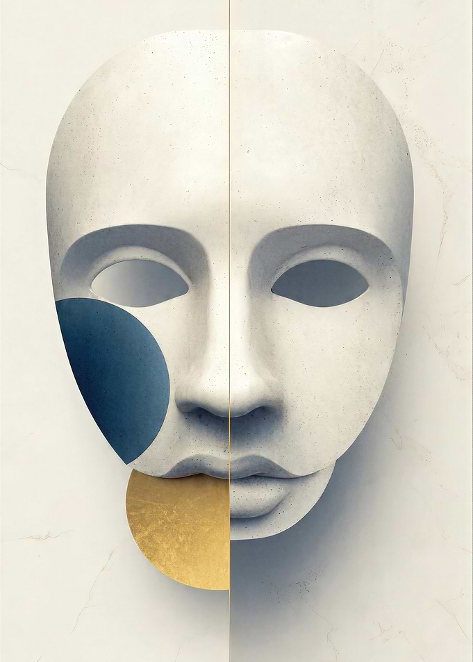 Abstract Minimalist Stone Face Mask
