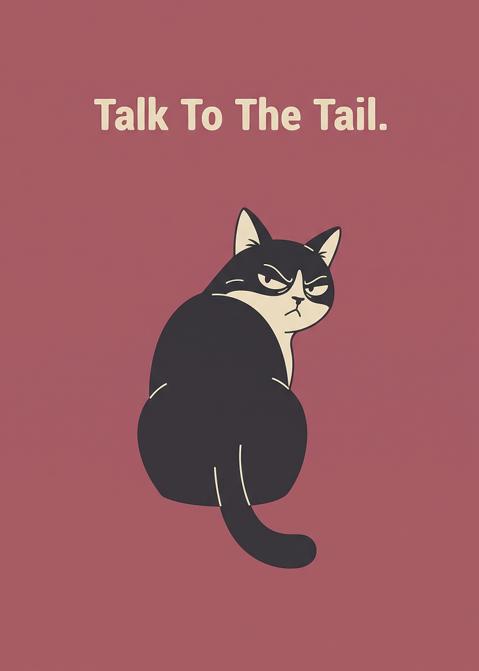 Talk To The Tail Cat Illustration