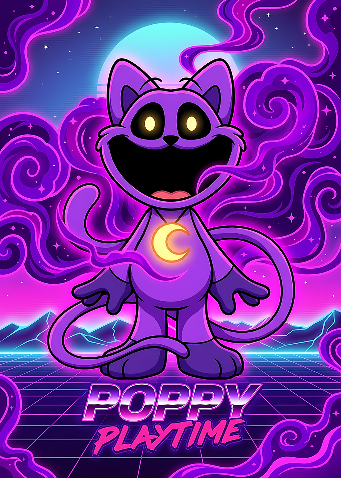 CatNap Poppy Playtime Synthwave Poster