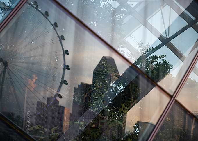 Singapore Flyer Reflected in Glass