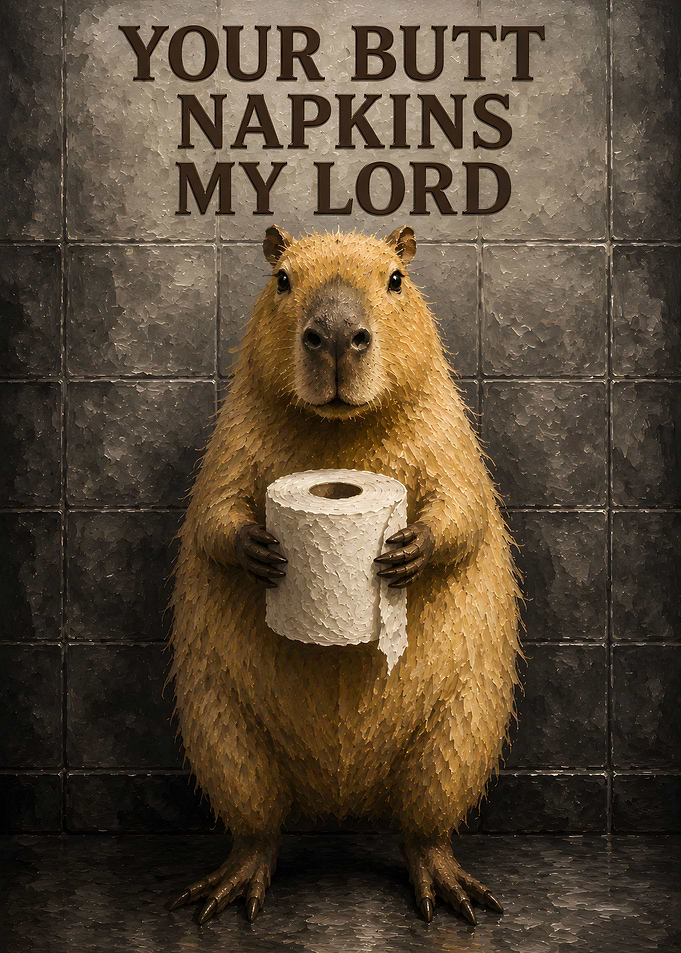 Capybara Holding Toilet Paper Funny