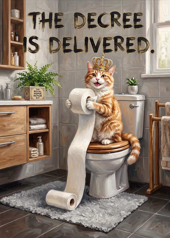 Royal Cat on Toilet Throne