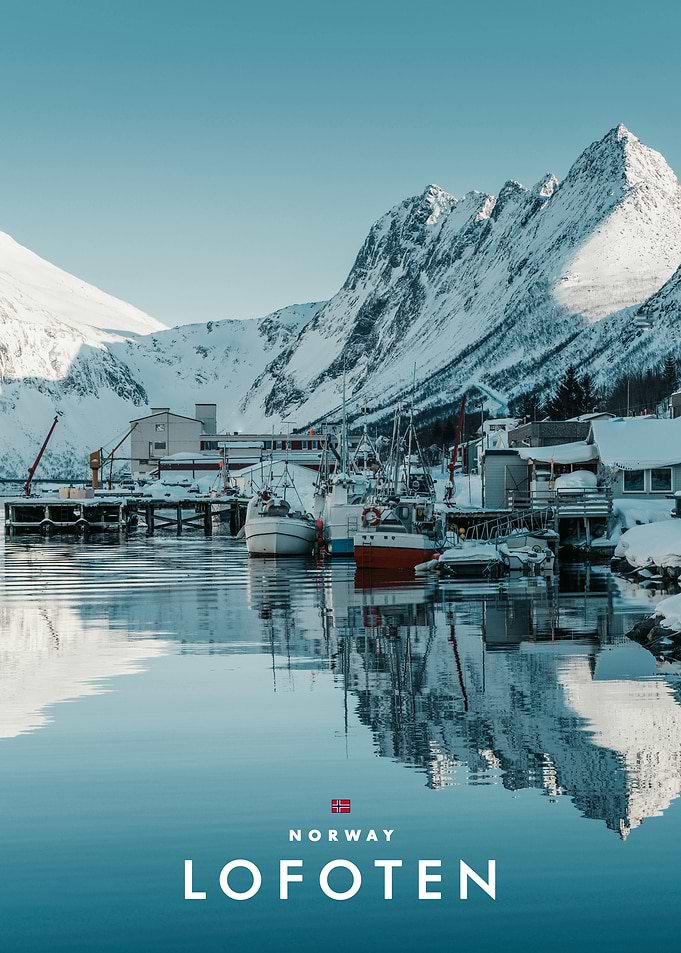 Lofoten Norway Winter Harbor Landscape