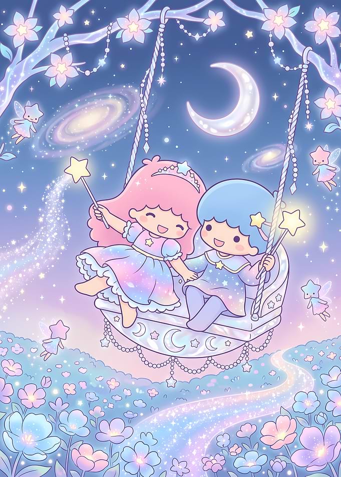 Little Twin Stars on Moon Swing