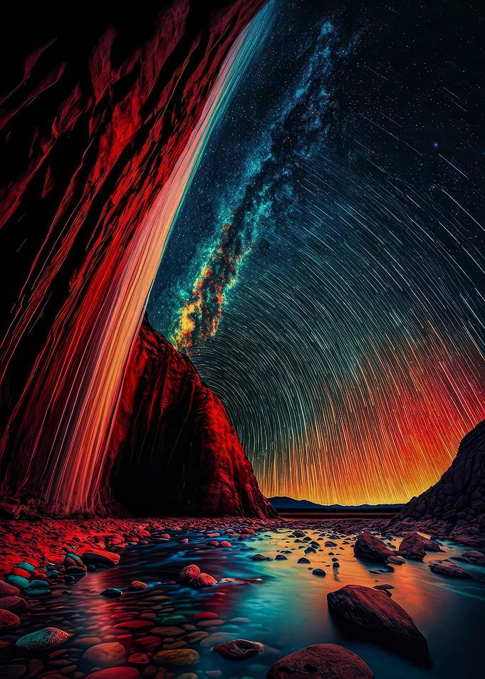 Vibrant Milky Way Over Rocky Canyon