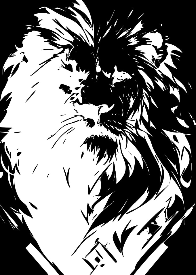 High Contrast Black and White Lion