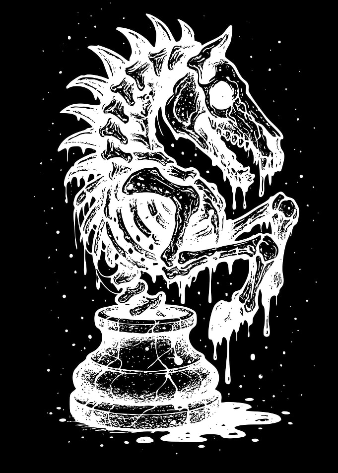Melting Skeletal Chess Knight
