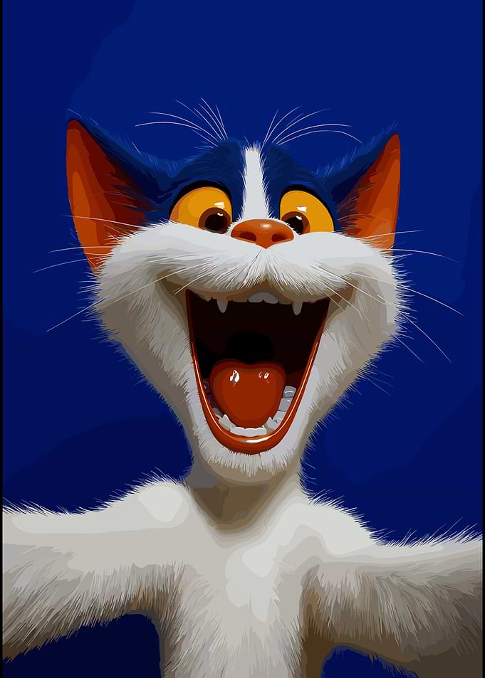 Excited Cartoon Cat Selfie