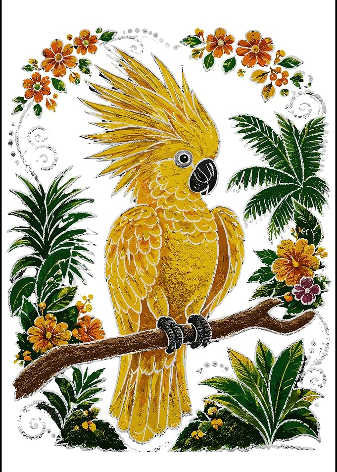 Yellow Cockatoo Tropical Illustration
